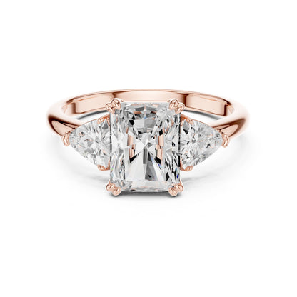 Emerald Lab Grown Diamond Three-Stone Engagement Ring