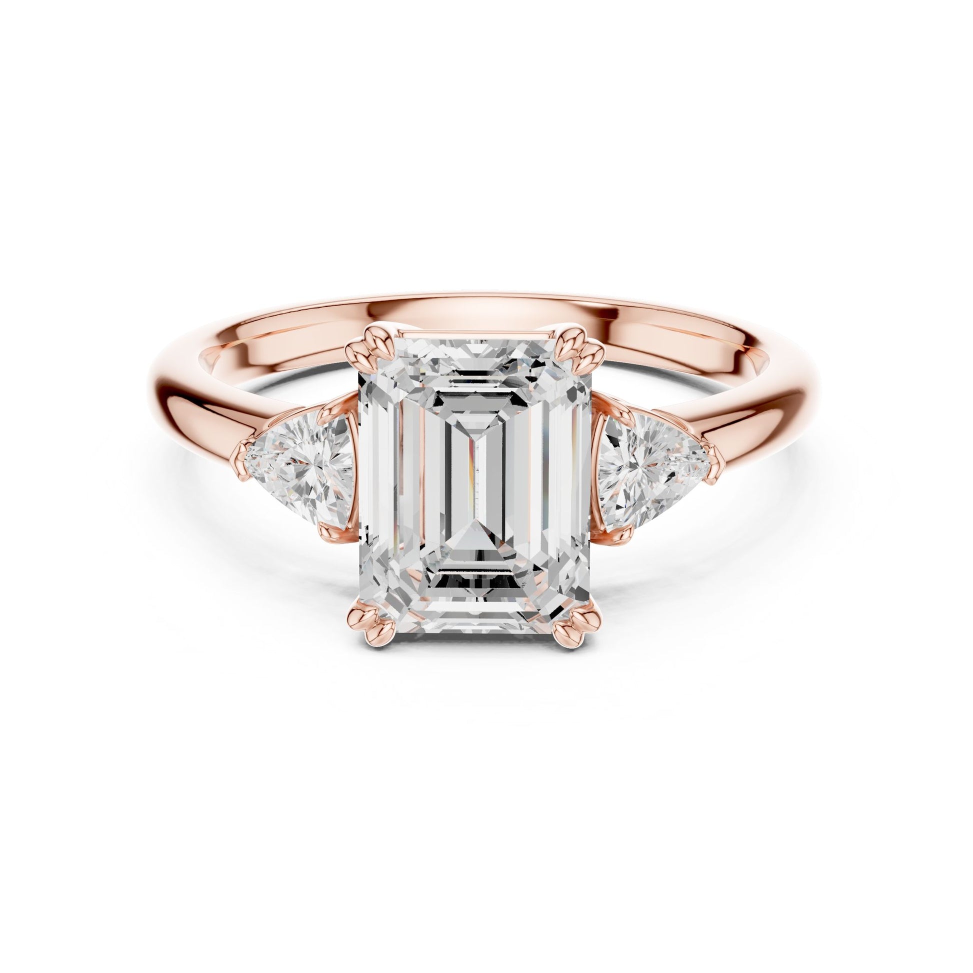 Emerald Lab Grown Diamond Three-Stone Engagement Ring