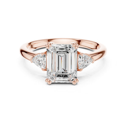 Emerald Lab Grown Diamond Three-Stone Engagement Ring
