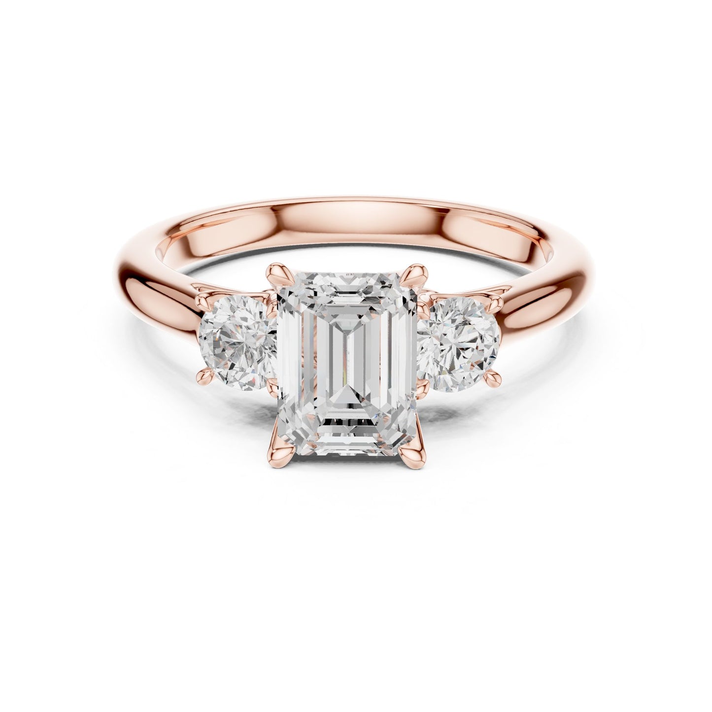 Emerald Lab Grown Diamond Three-Stone Engagement Ring
