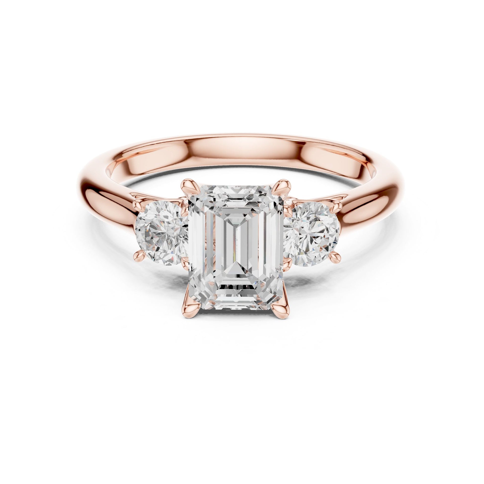 Emerald Lab Grown Diamond Three-Stone Engagement Ring