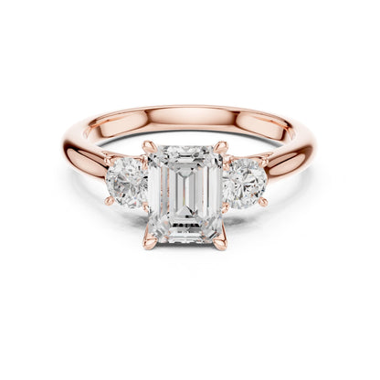 Emerald Lab Grown Diamond Three-Stone Engagement Ring