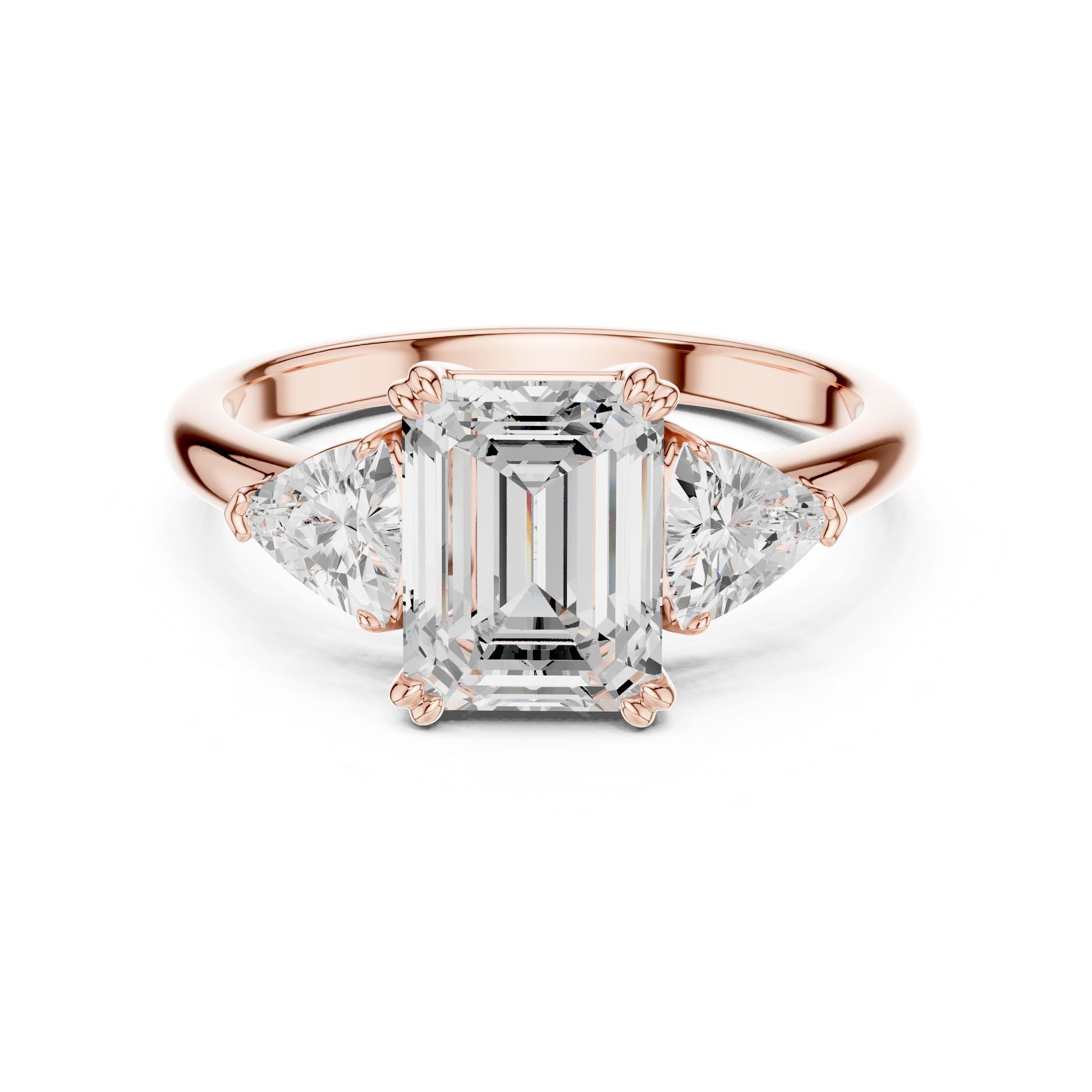 Emerald Lab Grown Diamond Three-Stone Engagement Ring