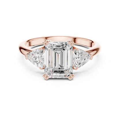 Emerald Lab Grown Diamond Three-Stone Engagement Ring