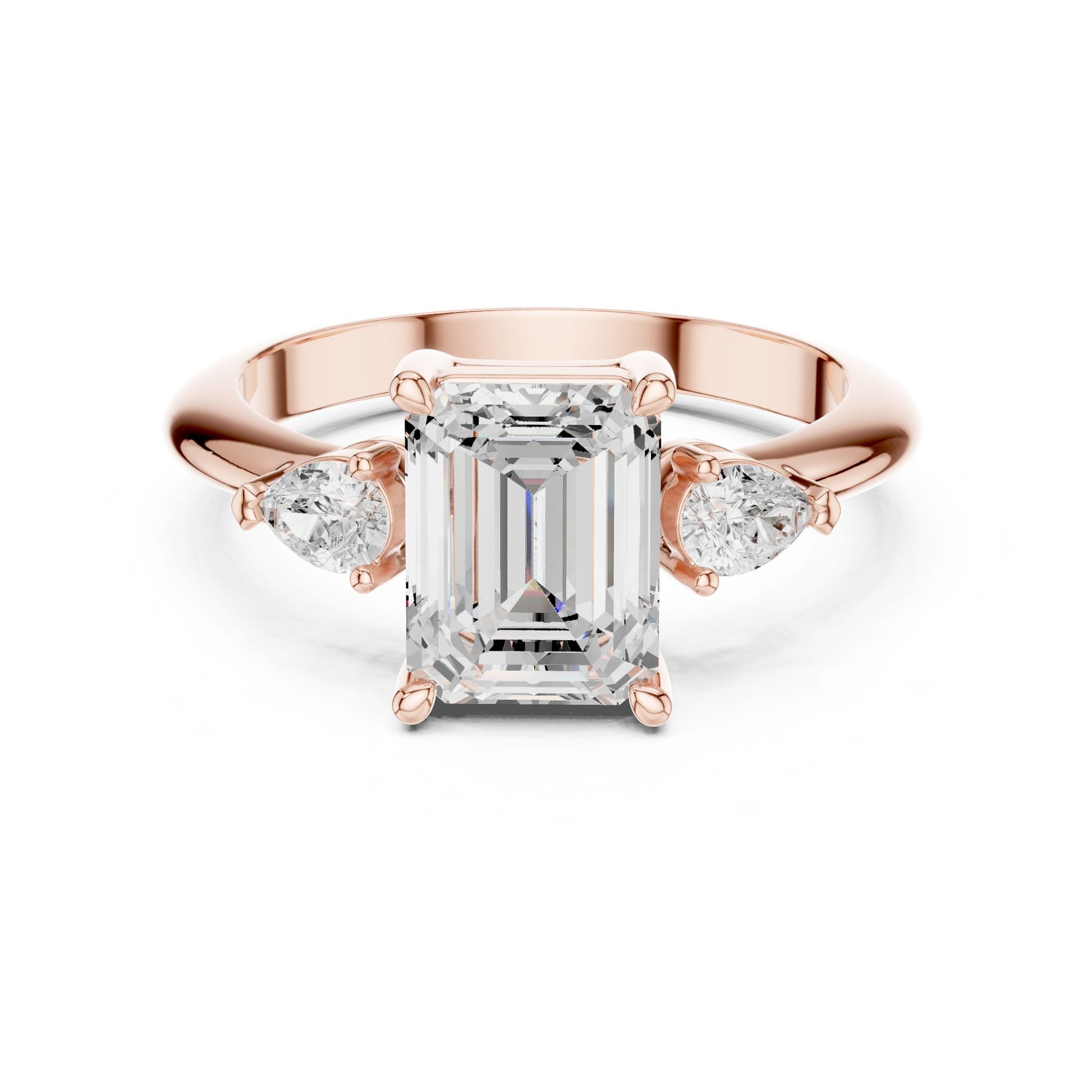 Emerald Lab Grown Diamond Three-Stone Engagement Ring