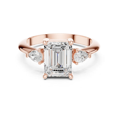 Emerald Lab Grown Diamond Three-Stone Engagement Ring