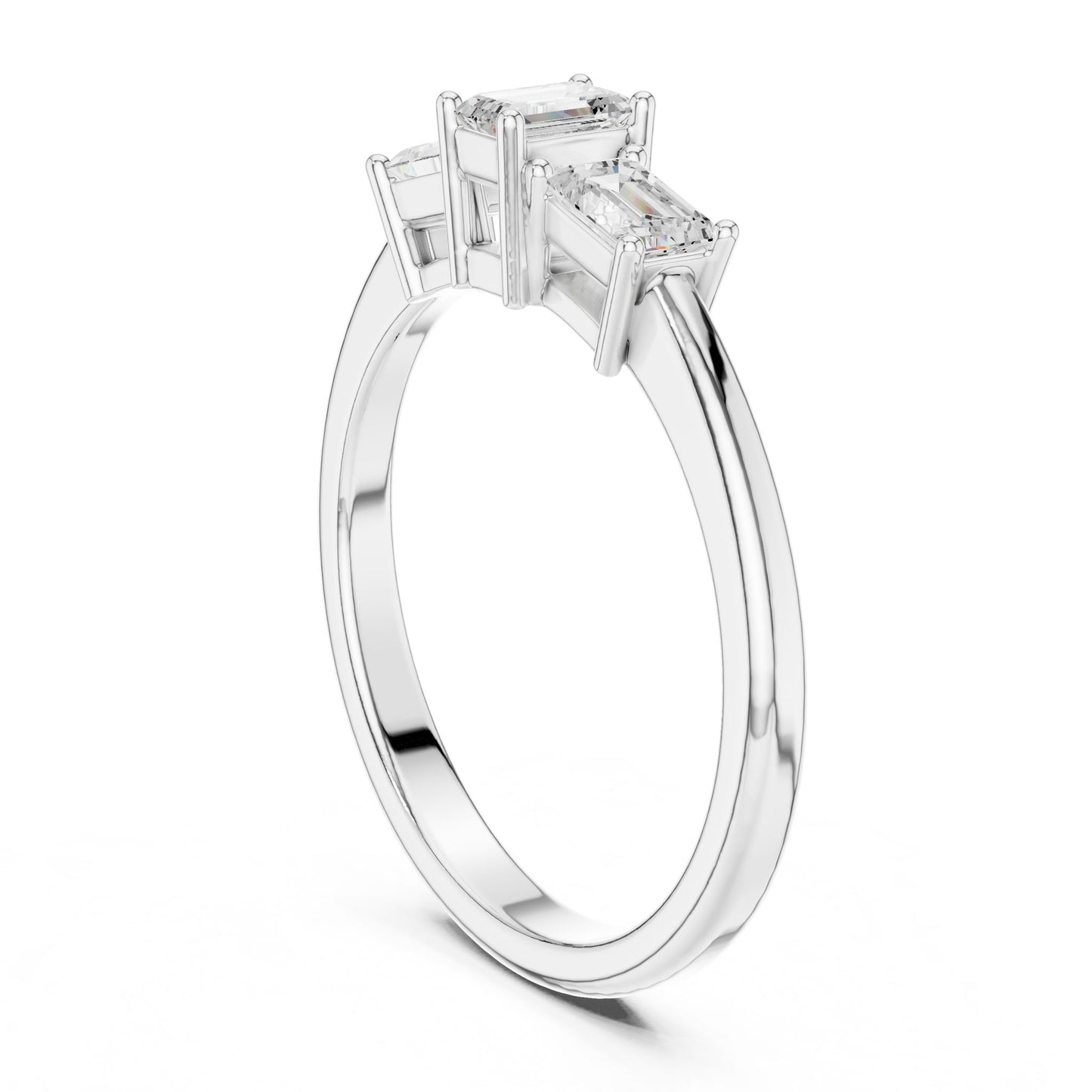 Emerald Lab Grown Diamond Three-Stone Engagement Ring