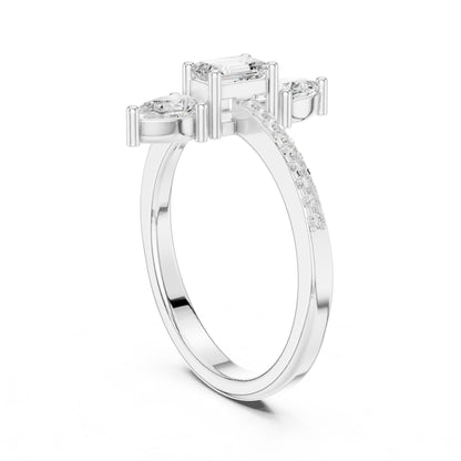 Emerald Lab Grown Diamond Three-Stone Engagement Ring