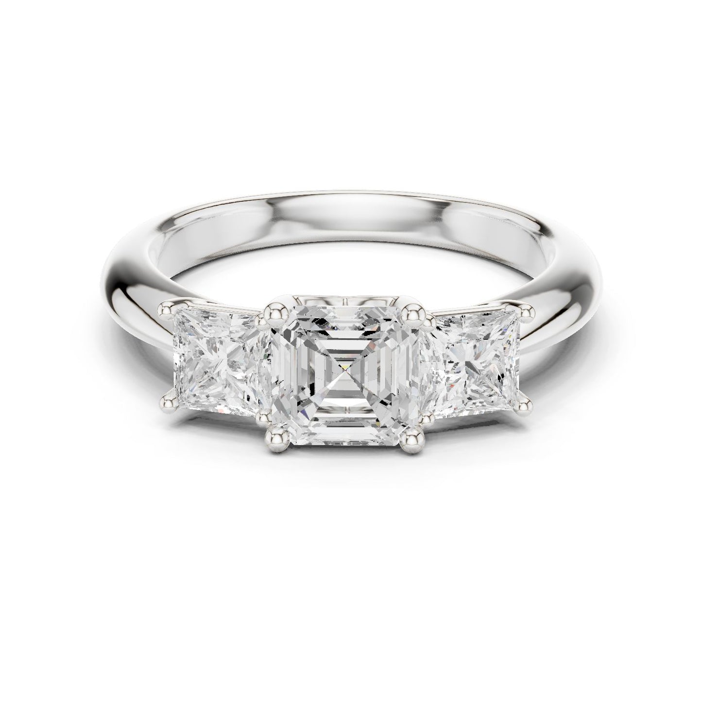 Emerald Lab Grown Diamond Three-Stone Engagement Ring