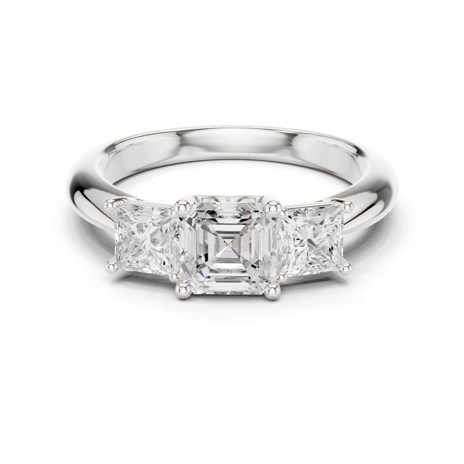 Emerald Lab Grown Diamond Three-Stone Engagement Ring