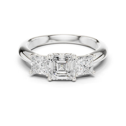 Emerald Lab Grown Diamond Three-Stone Engagement Ring
