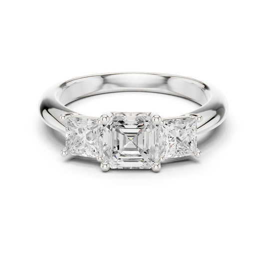 Emerald Lab Grown Diamond Three-Stone Engagement Ring