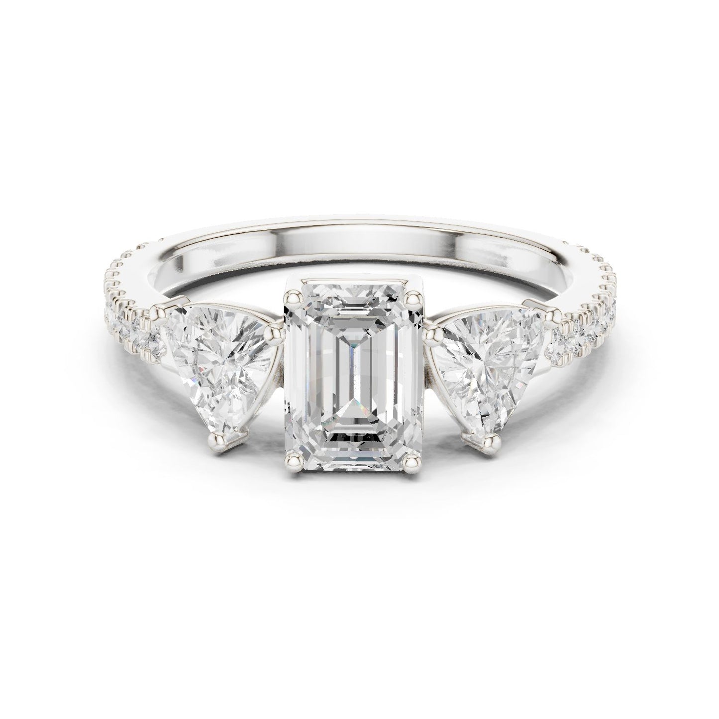 Emerald Lab Grown Diamond Three-Stone Engagement Ring