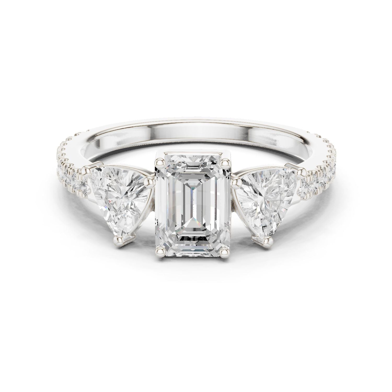 Emerald Lab Grown Diamond Three-Stone Engagement Ring