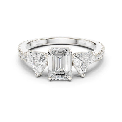 Emerald Lab Grown Diamond Three-Stone Engagement Ring