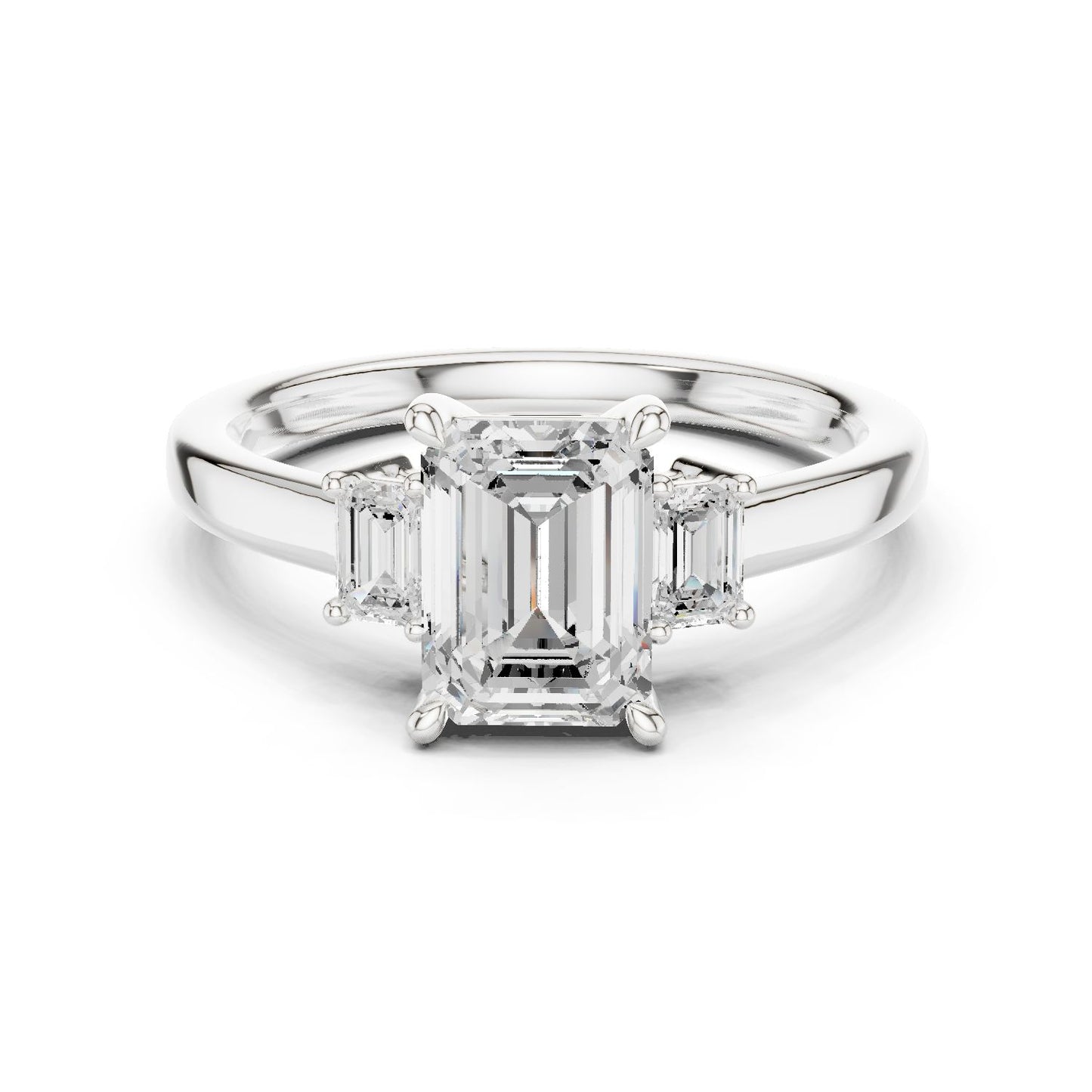Emerald Lab Grown Diamond Three-Stone Engagement Ring
