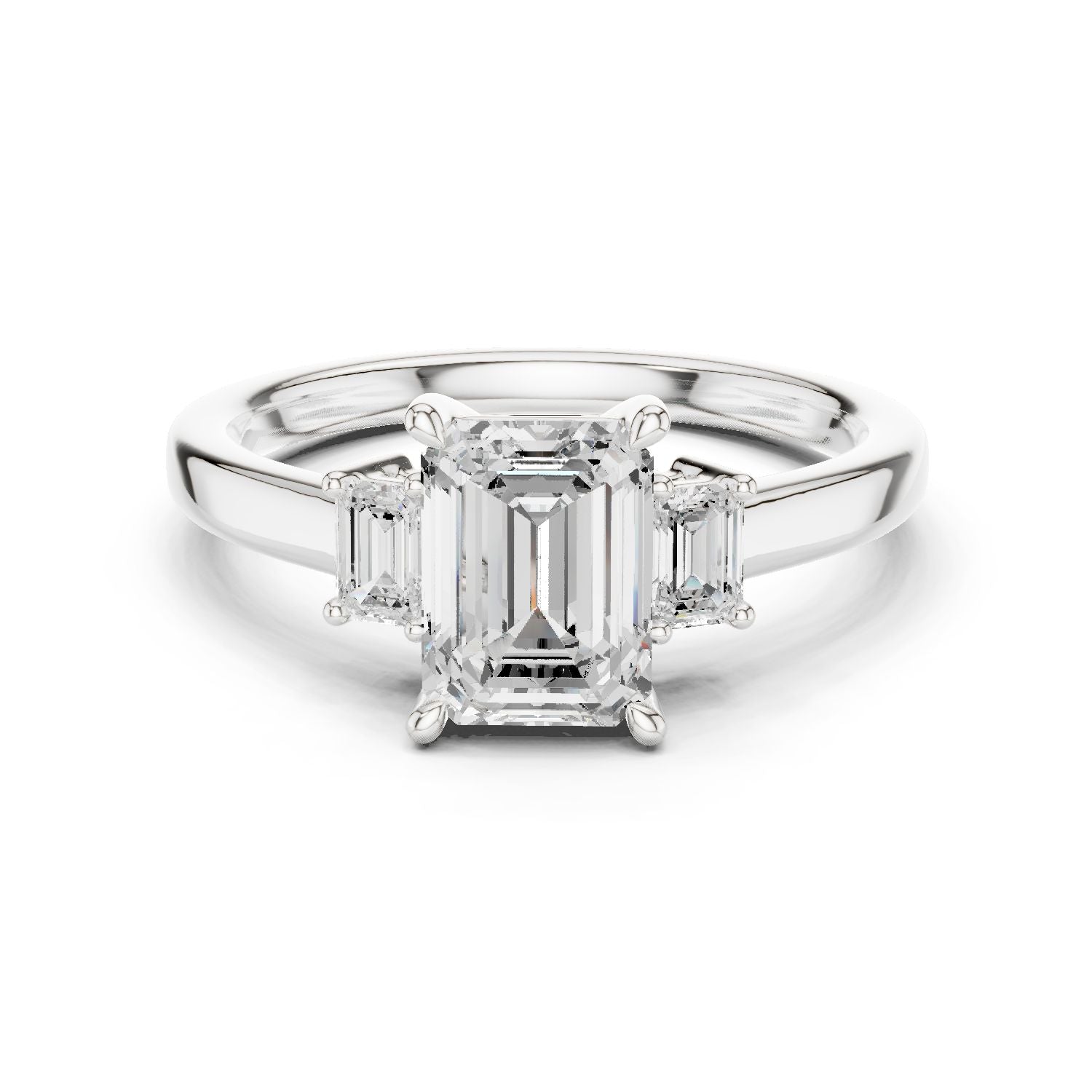 Emerald Lab Grown Diamond Three-Stone Engagement Ring