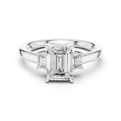 Emerald Lab Grown Diamond Three-Stone Engagement Ring