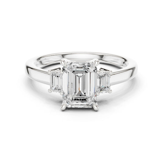 Emerald Lab Grown Diamond Three-Stone Engagement Ring