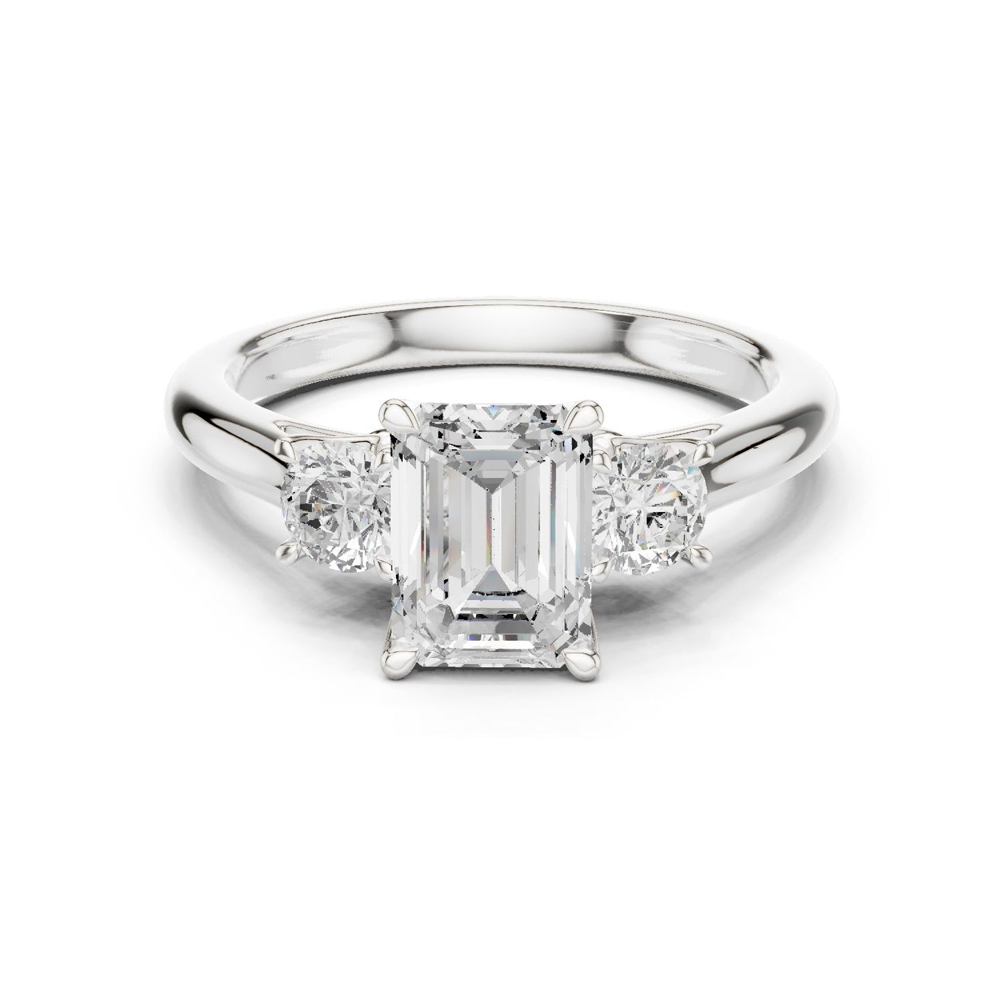 Emerald Lab Grown Diamond Three-Stone Engagement Ring