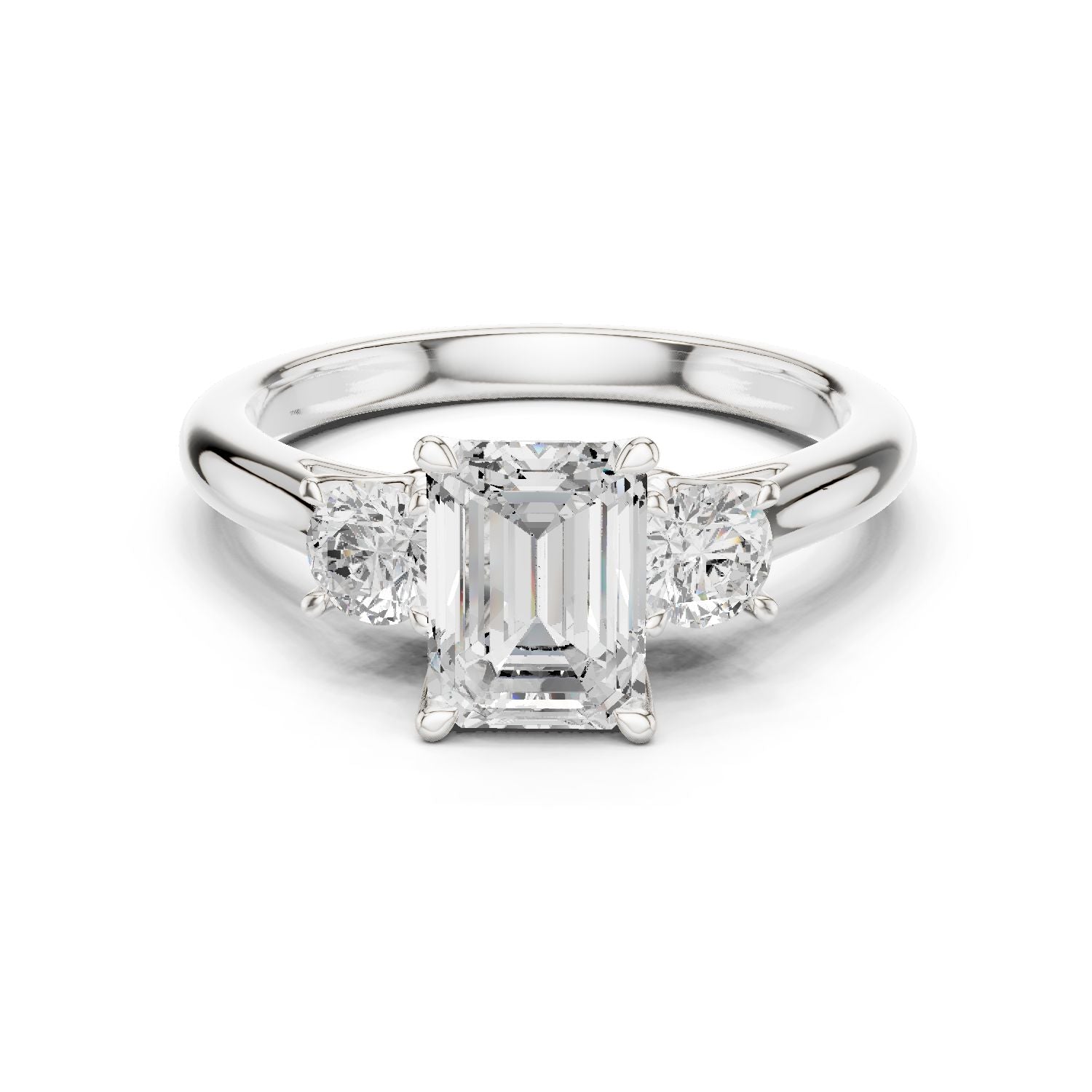 Emerald Lab Grown Diamond Three-Stone Engagement Ring