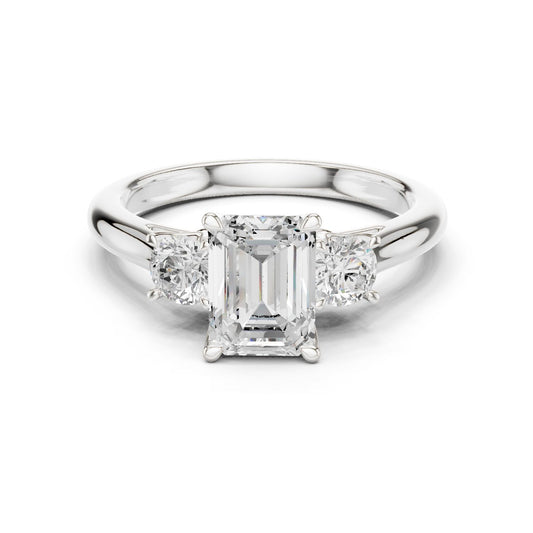 Emerald Lab Grown Diamond Three-Stone Engagement Ring