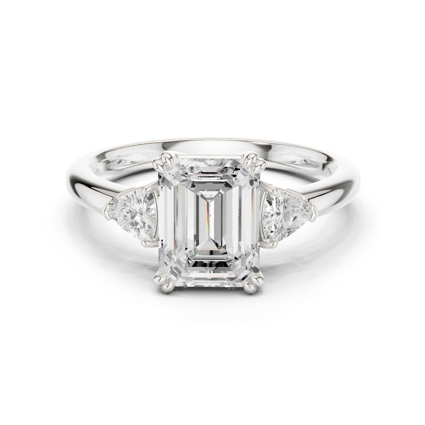 Emerald Lab Grown Diamond Three-Stone Engagement Ring