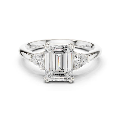 Emerald Lab Grown Diamond Three-Stone Engagement Ring