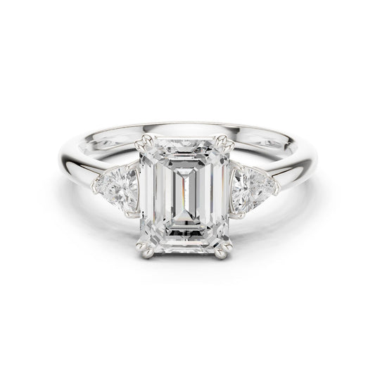 Emerald Lab Grown Diamond Three-Stone Engagement Ring
