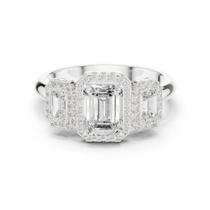 Emerald Lab Grown Diamond Three-Stone Engagement Ring