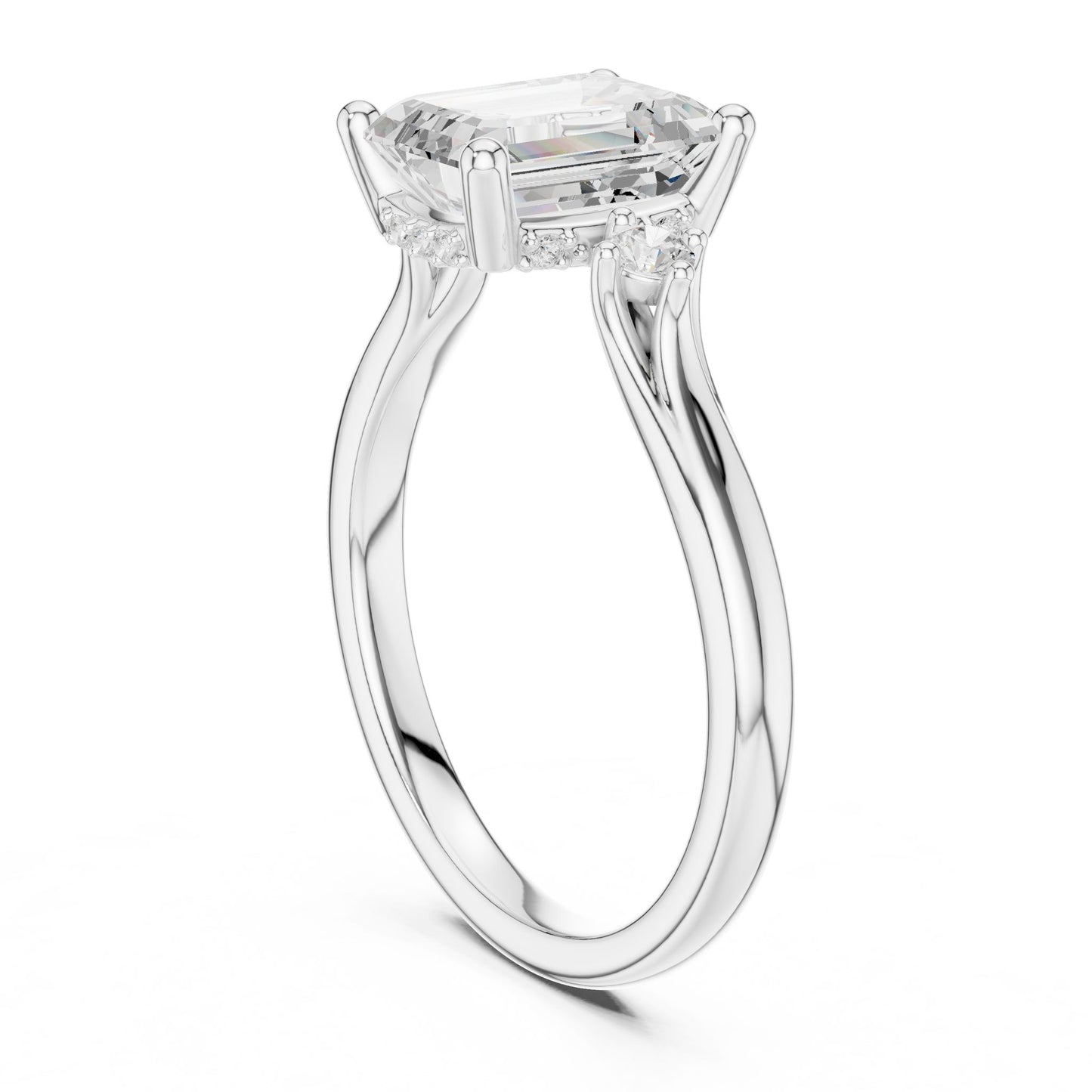 Emerald Lab Grown Diamond Three-Stone Engagement Ring