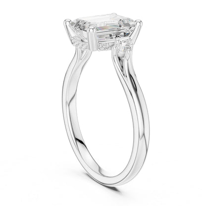 Emerald Lab Grown Diamond Three-Stone Engagement Ring