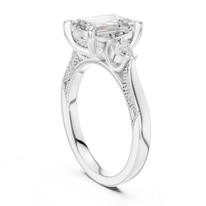 Emerald Lab Grown Diamond Three-Stone Engagement Ring