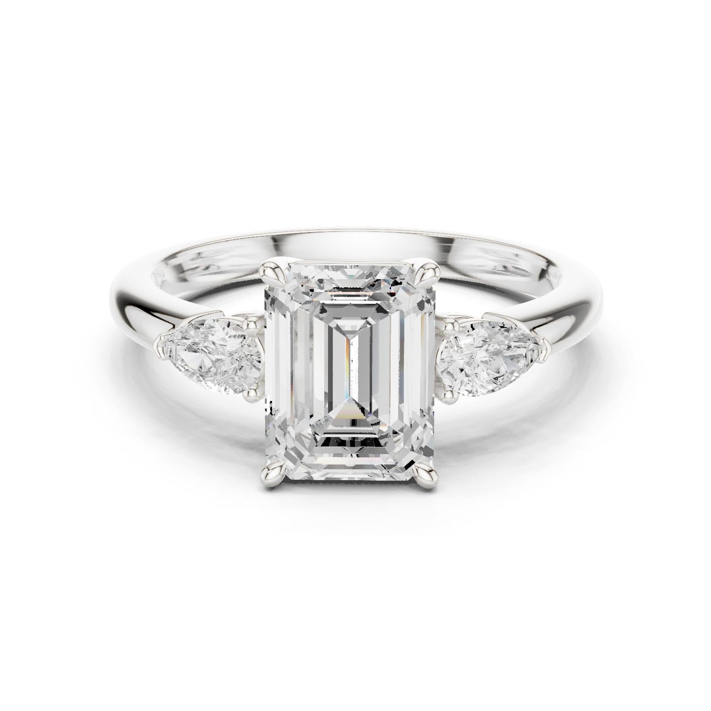 Emerald Lab Grown Diamond Three-Stone Engagement Ring