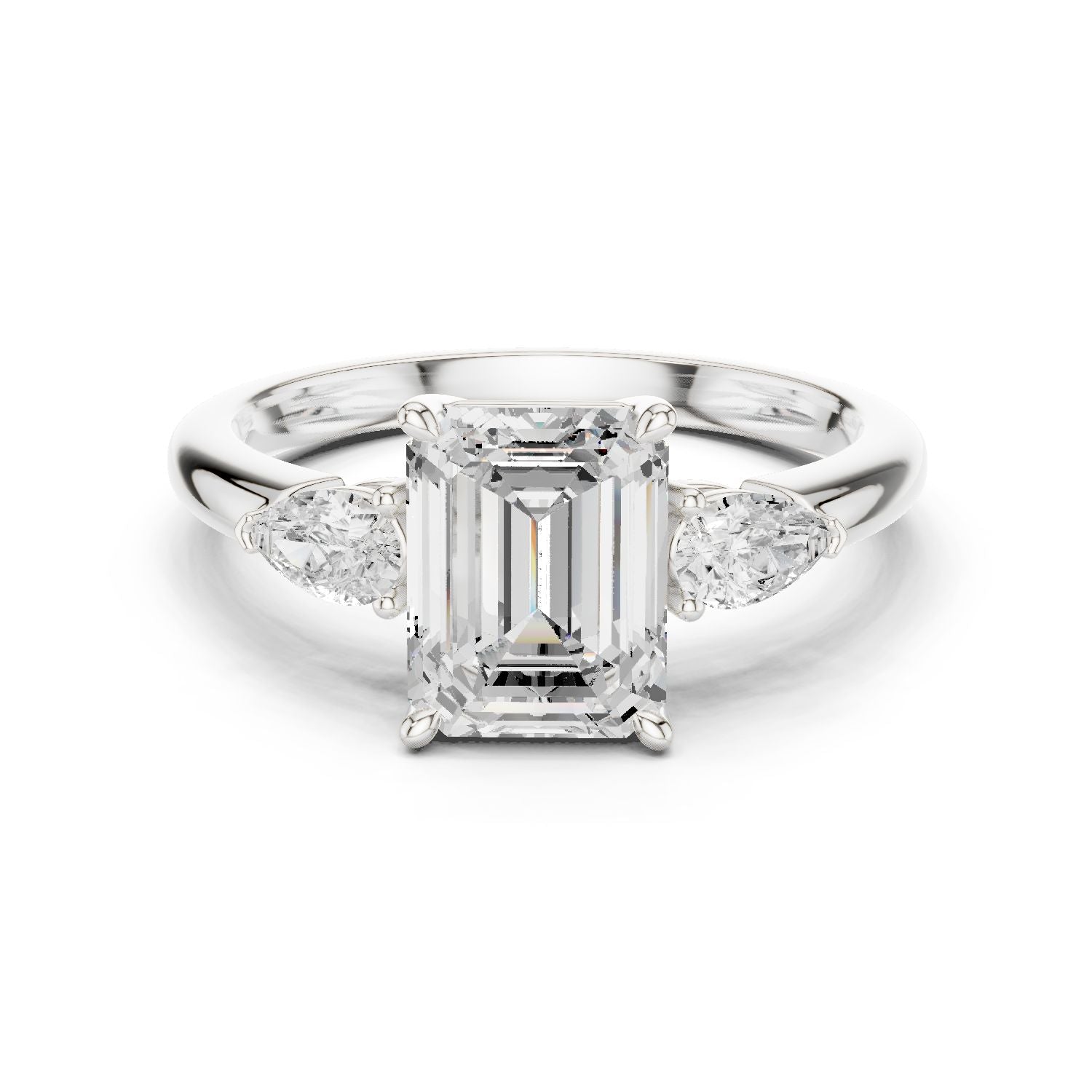 Emerald Lab Grown Diamond Three-Stone Engagement Ring