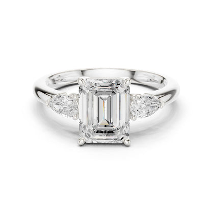 Emerald Lab Grown Diamond Three-Stone Engagement Ring