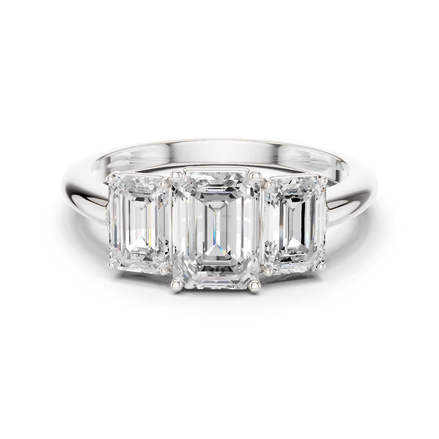 Emerald Lab Grown Diamond Three-Stone Engagement Ring