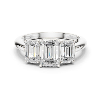 Emerald Lab Grown Diamond Three-Stone Engagement Ring