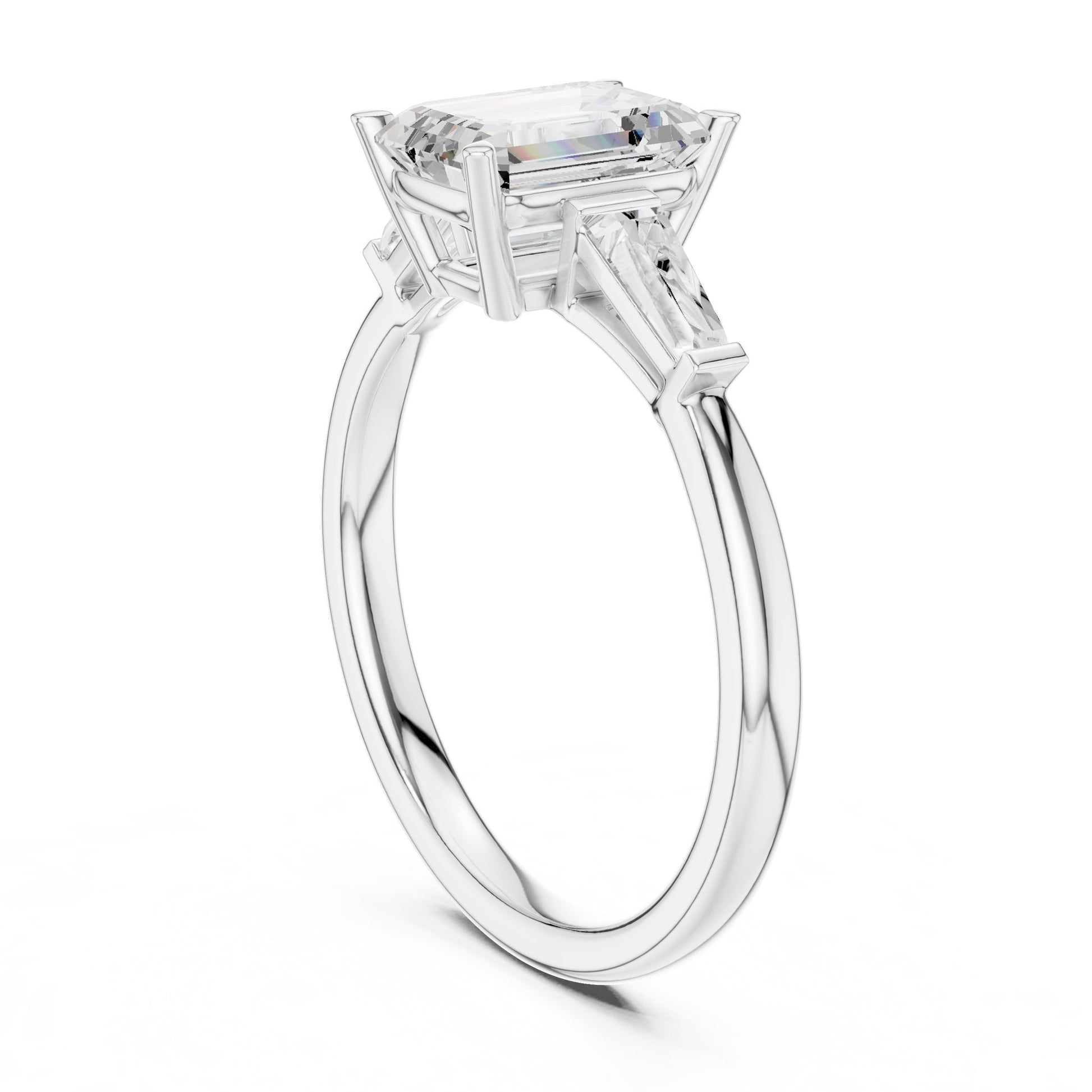 Emerald Lab Grown Diamond Three-Stone Engagement Ring