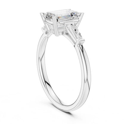 Emerald Lab Grown Diamond Three-Stone Engagement Ring
