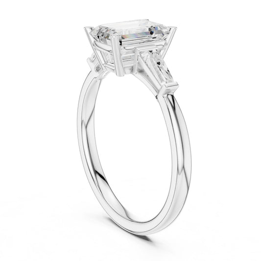 Emerald Lab Grown Diamond Three-Stone Engagement Ring