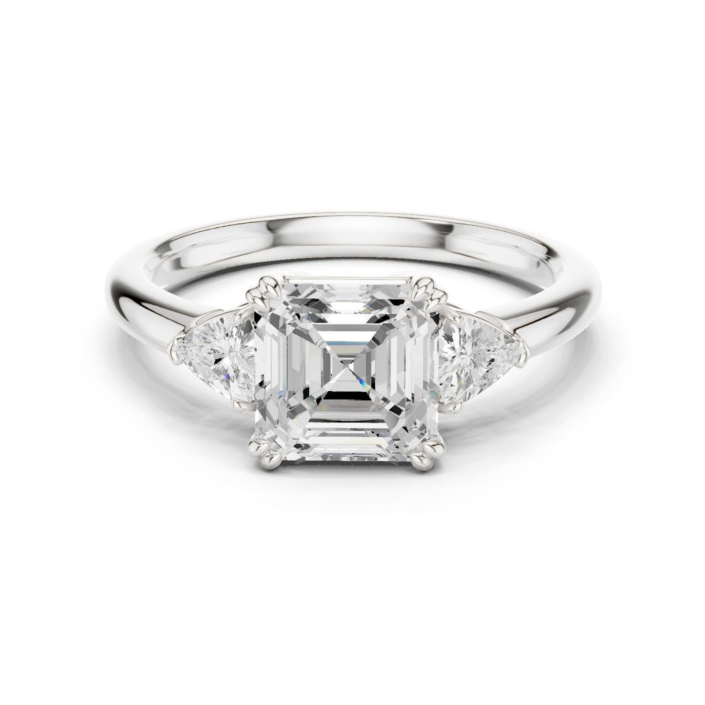 Emerald Lab Grown Diamond Three-Stone Engagement Ring