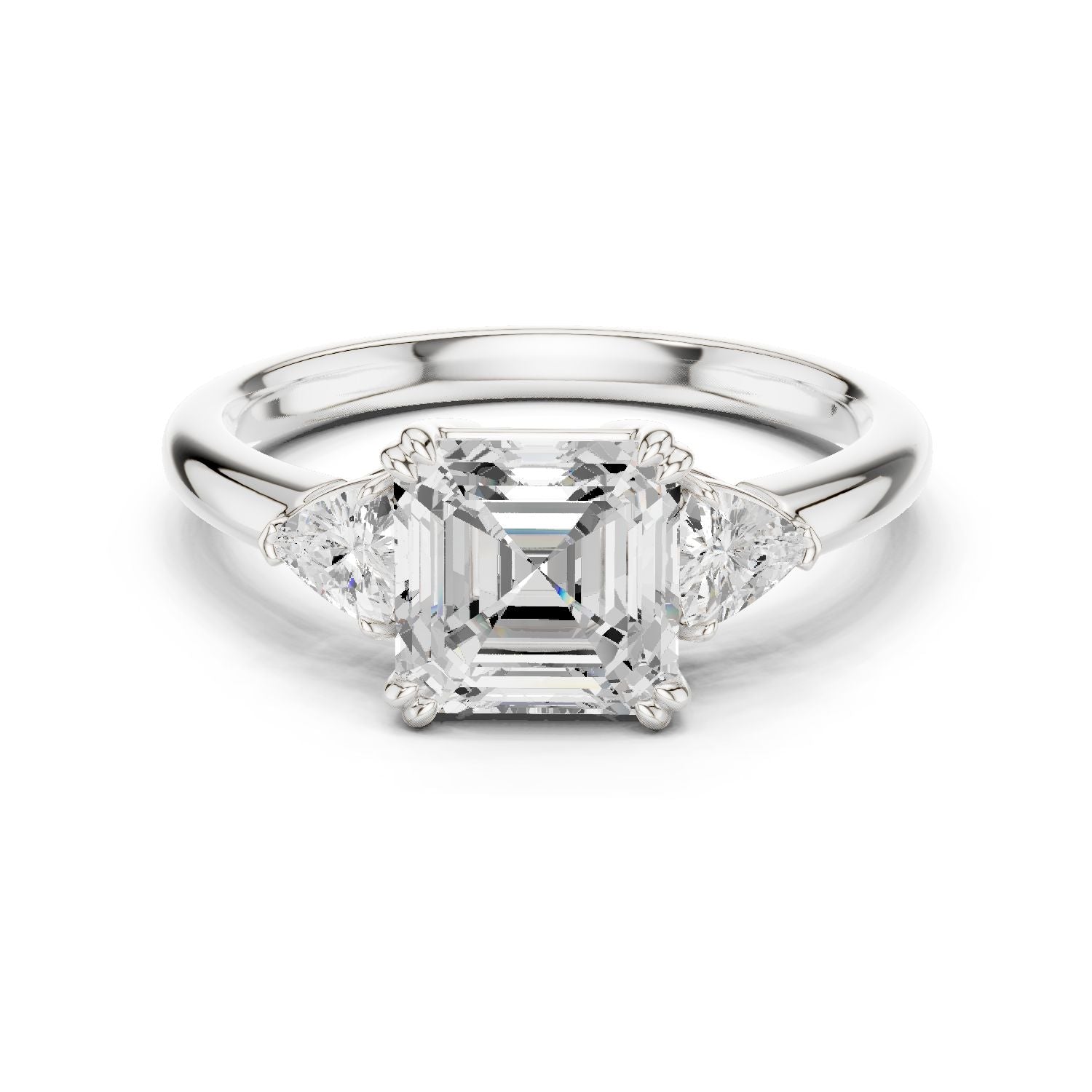 Emerald Lab Grown Diamond Three-Stone Engagement Ring