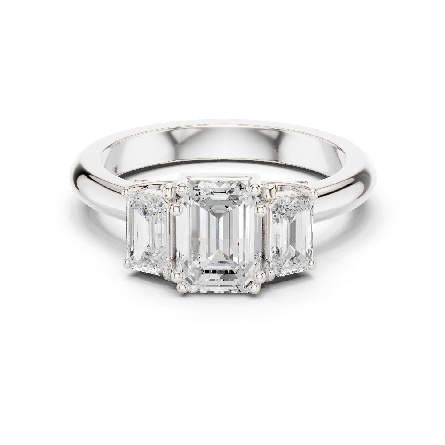 Emerald Lab Grown Diamond Three-Stone Engagement Ring