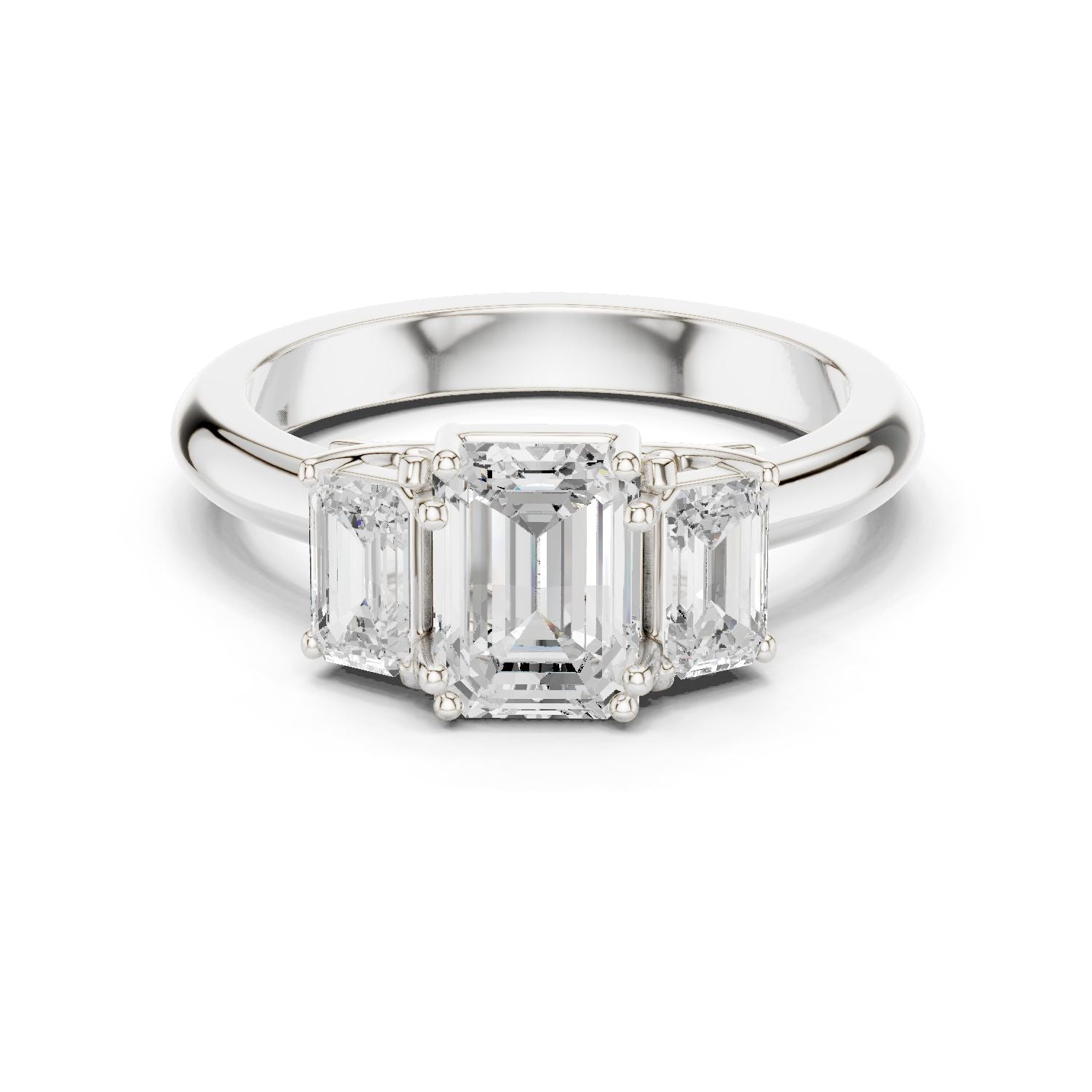 Emerald Lab Grown Diamond Three-Stone Engagement Ring
