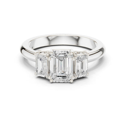Emerald Lab Grown Diamond Three-Stone Engagement Ring