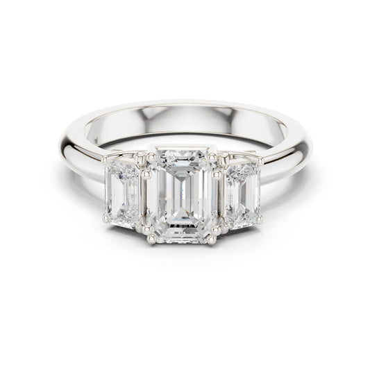 Emerald Lab Grown Diamond Three-Stone Engagement Ring