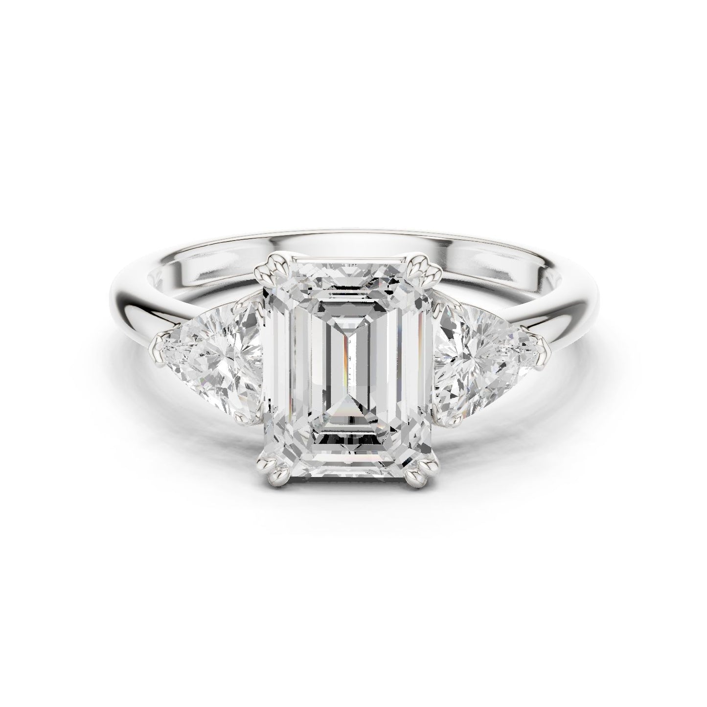 Emerald Lab Grown Diamond Three-Stone Engagement Ring