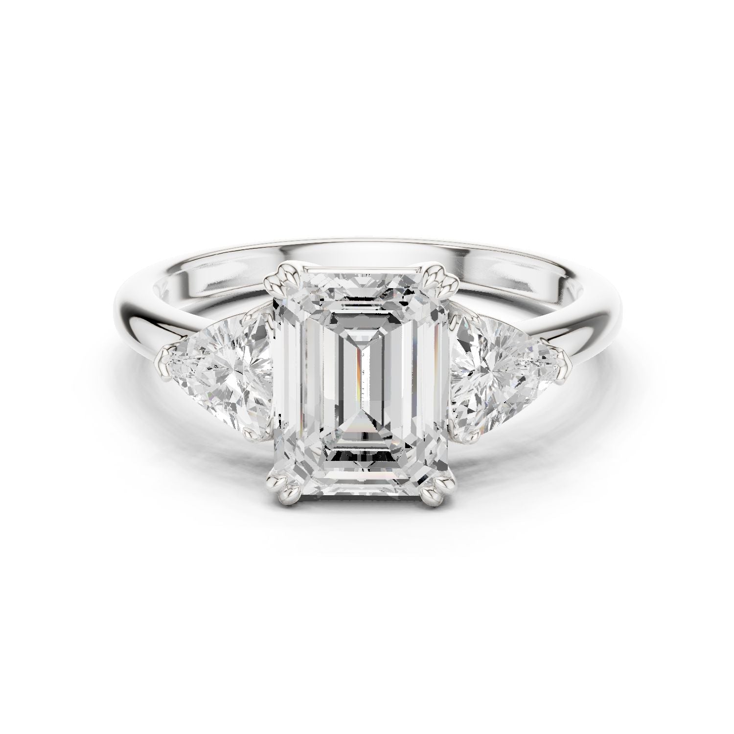 Emerald Lab Grown Diamond Three-Stone Engagement Ring