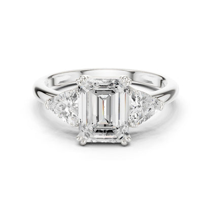 Emerald Lab Grown Diamond Three-Stone Engagement Ring